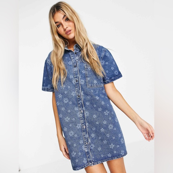 The Ragged Priest Dresses & Skirts - 🌼RAGGED PRIEST🌼 Blue Floral Denim Mini Dress, Size M